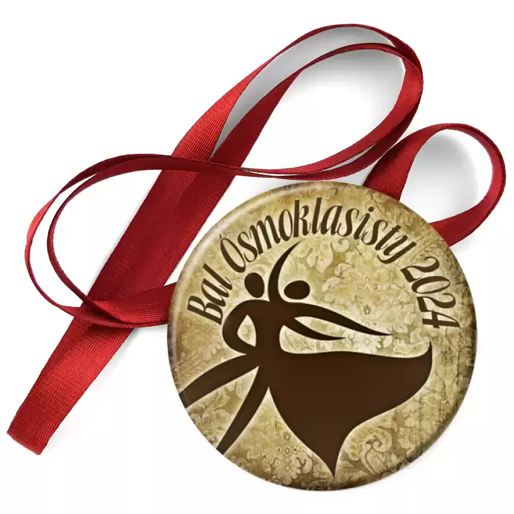 przypinka medal Bal ósmoklasisty złoty z roztańczoną parą