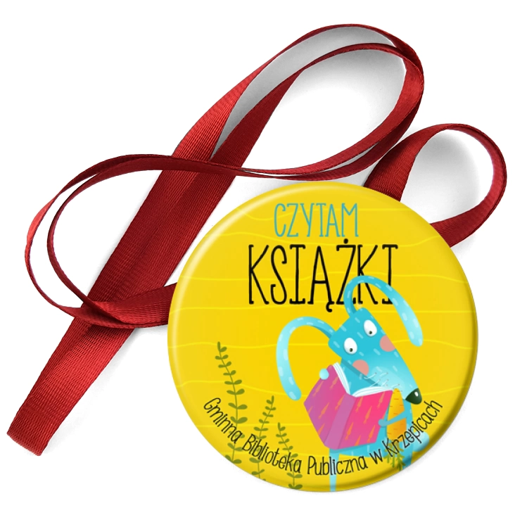 przypinka medal Czytam Książki Biblioteka w Krzepicach