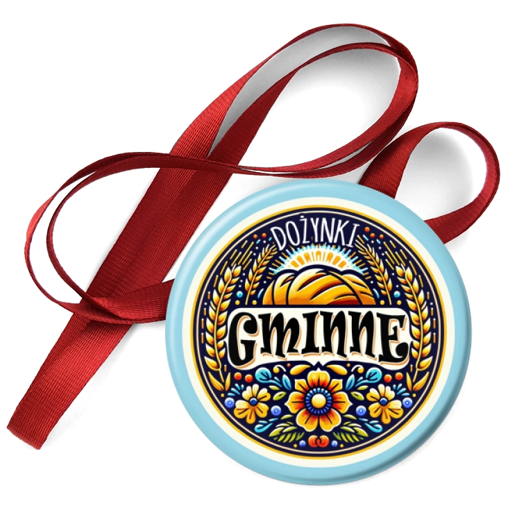 przypinka medal Dożynki Gminne z polnymi kwiatami