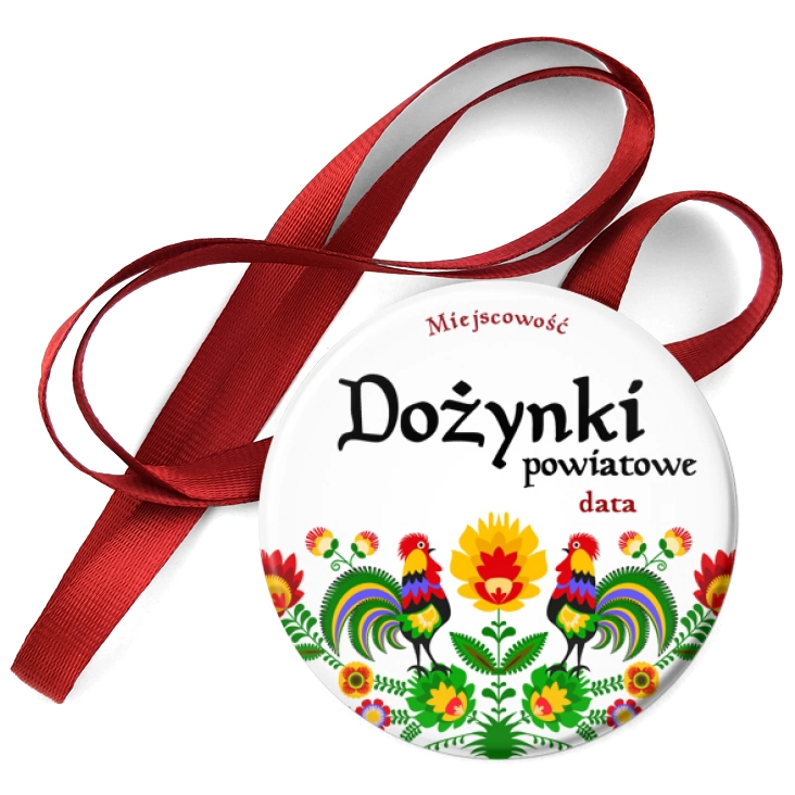 przypinka medal Dożynki powiatowe folkowe koguty