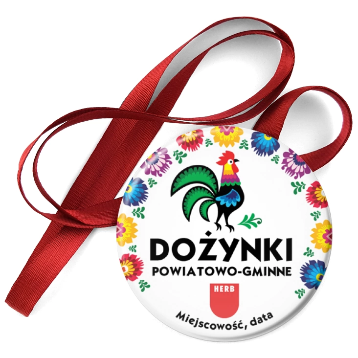przypinka medal Dożynki powiatowo-gminne z kogutem