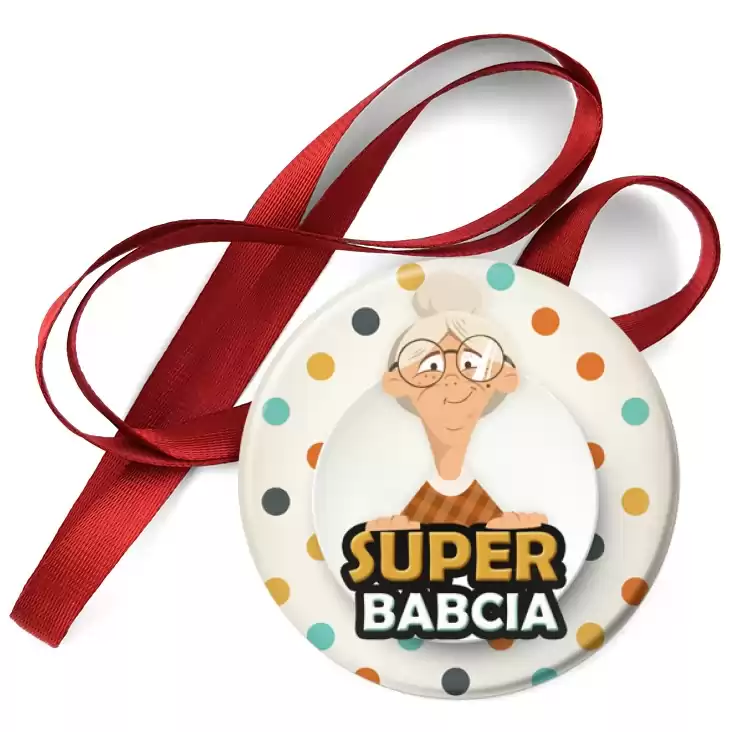przypinka medal Dzień Babci - Super Babcia w okularach