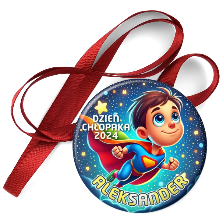 przypinka medal Dzień chłopaka bohater w pelerynie