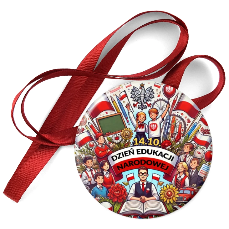 przypinka medal Dzień Edukacji Narodowej w biało-czerwonych barwach