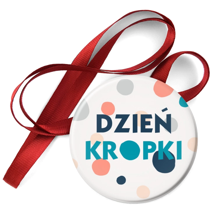 przypinka medal Dzień kropki rozsypane kolorowe kropki