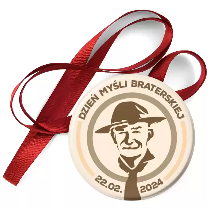 przypinka medal Dzień Myśli Braterskiej w kolorach beżu i brązu