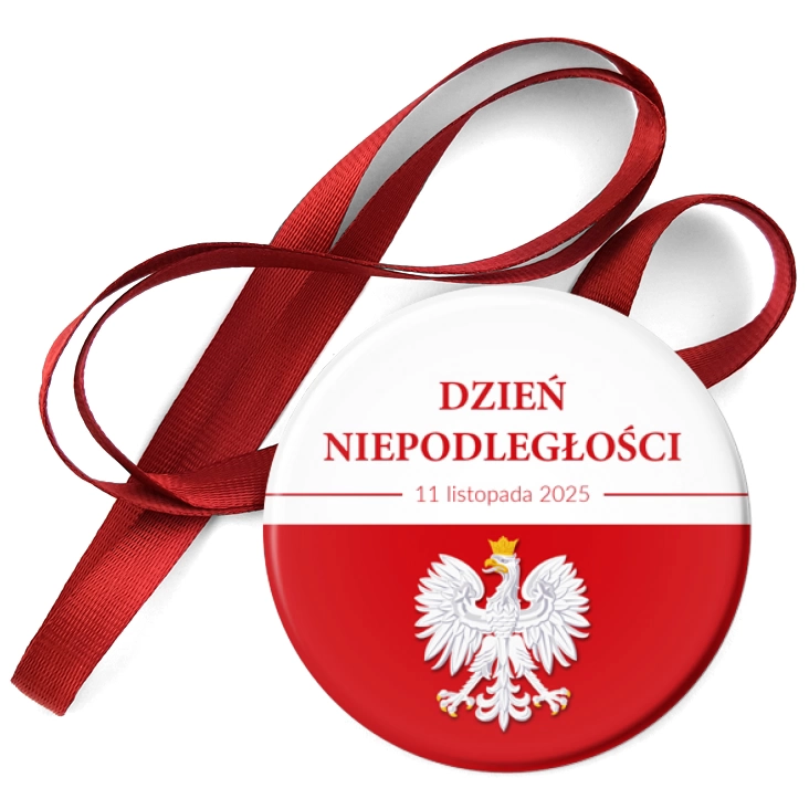 przypinka medal Dzień Niepodległości Biało-Czerwony z orłem