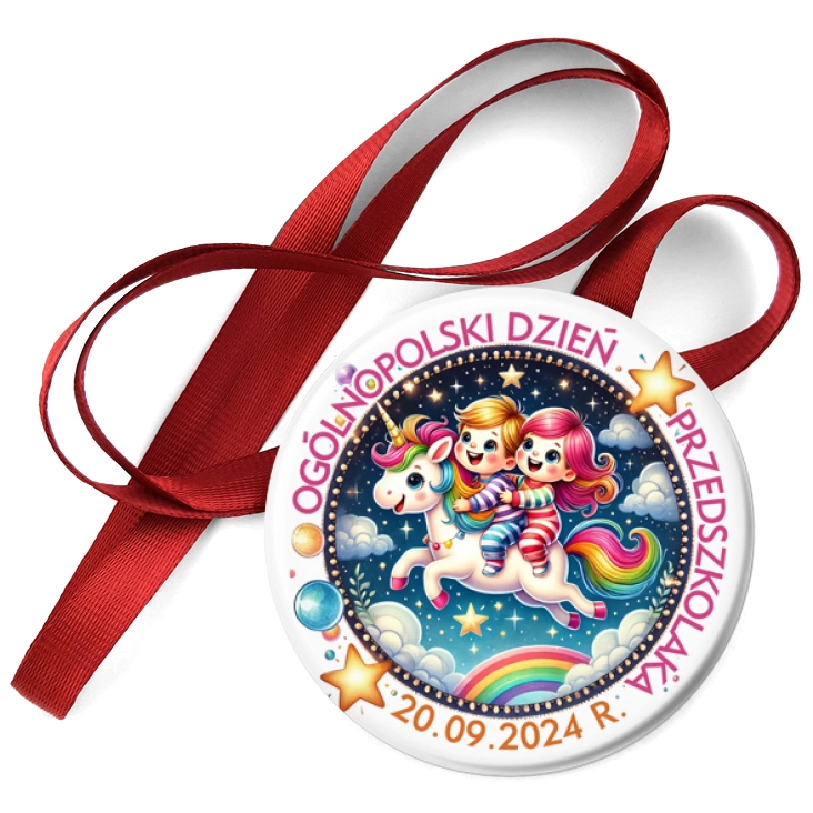 przypinka medal Dzień Przedszkolaka z jednorożcem