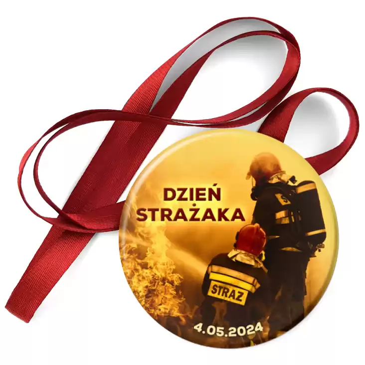przypinka medal Dzień Strażaka 4 maja para strażaków