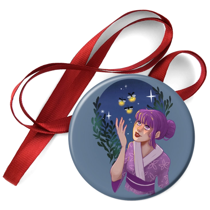 przypinka medal Dziewczyna w kimono i pszczoły