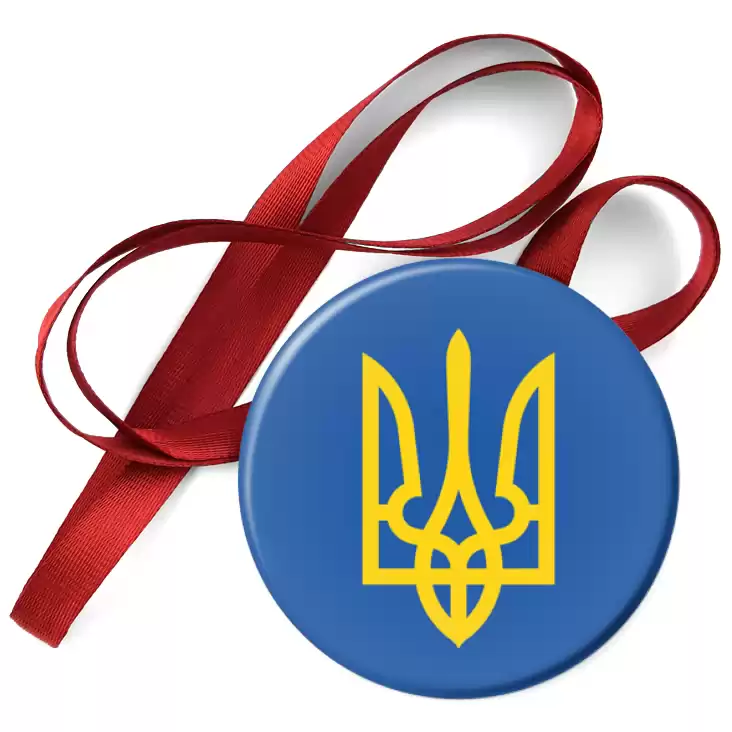 przypinka medal Herb Ukraina na niebieskim tle