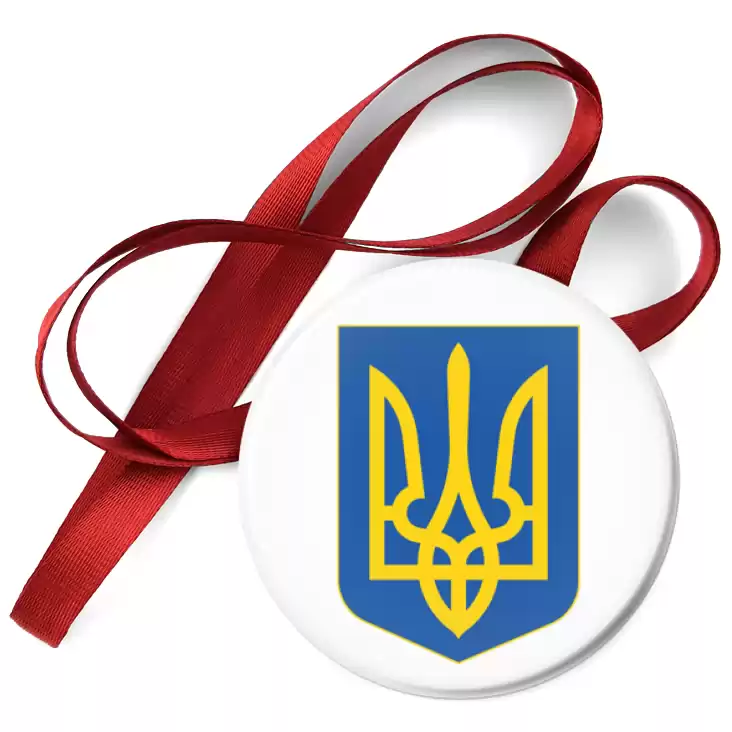 przypinka medal Herb Ukraina na białym tle