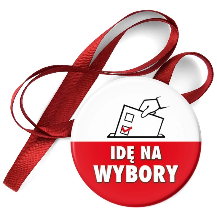 przypinka medal Idę na wybory Urna na głosy