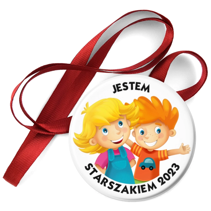 przypinka medal Jestem starszakiem dziewczyna i chłopiec