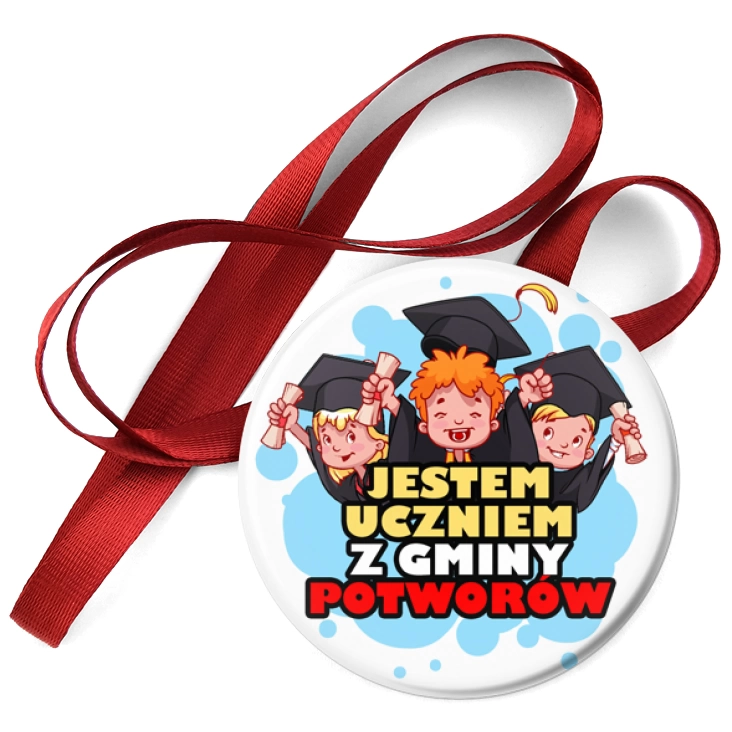 przypinka medal Jestem uczniem z gminy Potworów