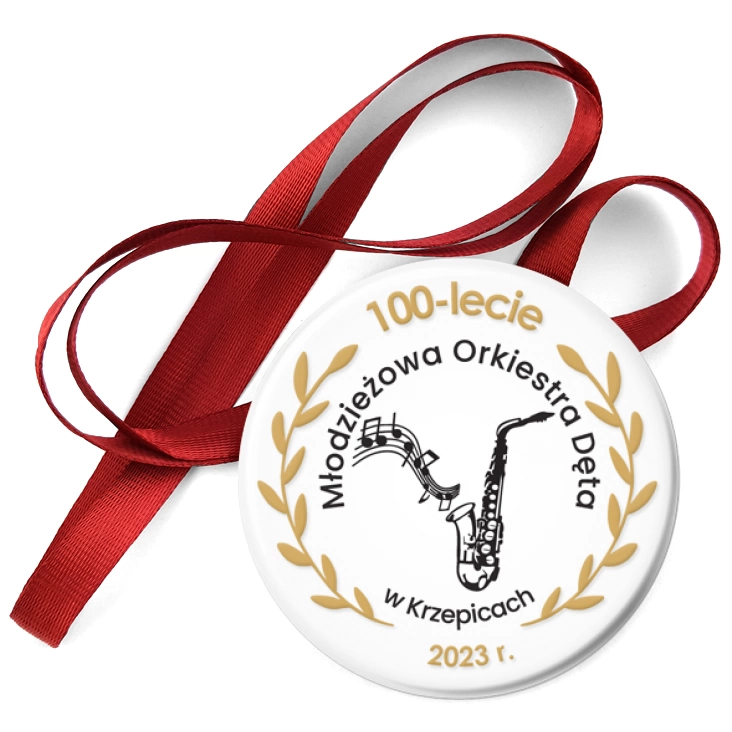 przypinka medal Jubileusz 100-lecia Młodzieżowej Orkiestry Dętej w Krzepicach