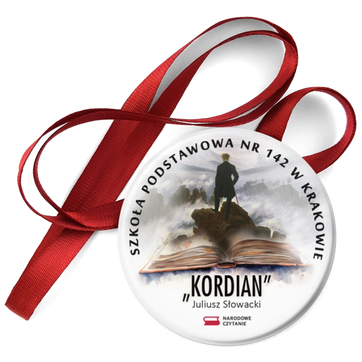przypinka medal Kordian 2024 Narodowe Czytanie SP 142 w Krakowie