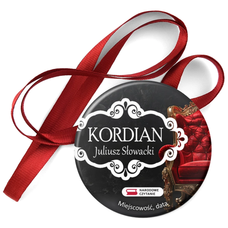 przypinka medal Kordian Narodowe Czytanie pusty tron cara