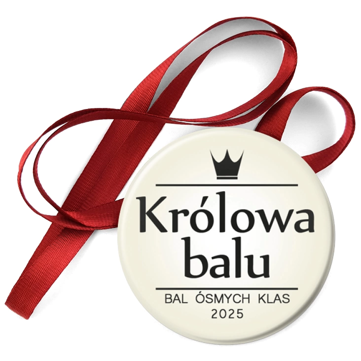 przypinka medal Królowa Balu Ósmych Klas beżowa