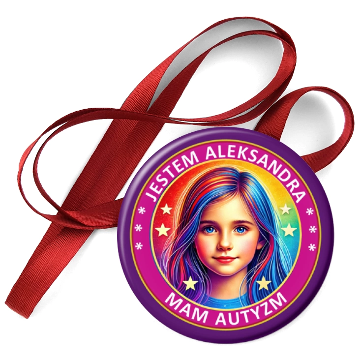 przypinka medal Mam autyzm dziewczynka z imieniem