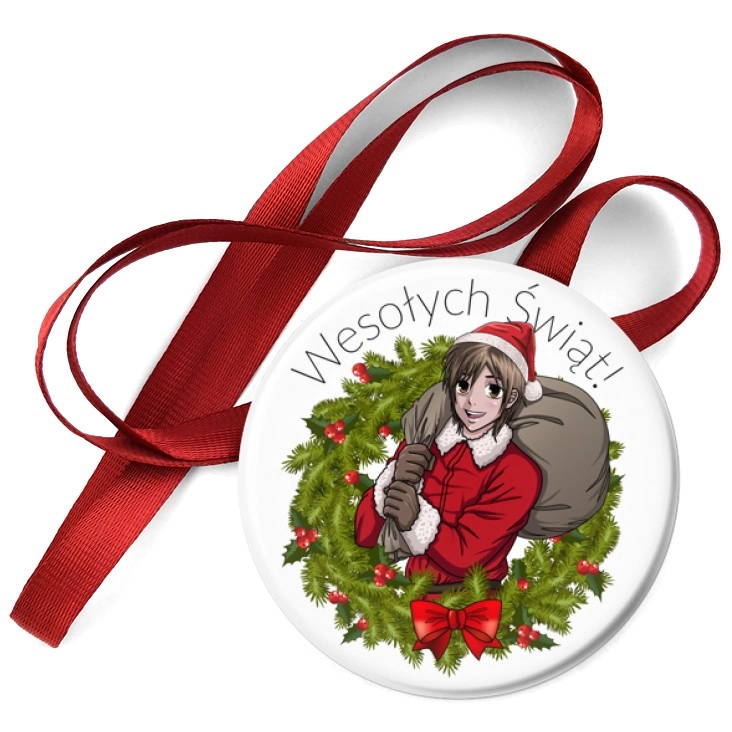 przypinka medal Manga Mężczyzna Wesołych Świąt