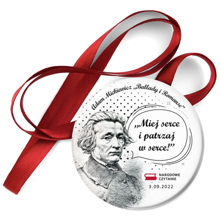 przypinka medal Narodowe Czytanie Adam Mickiewicz cytat