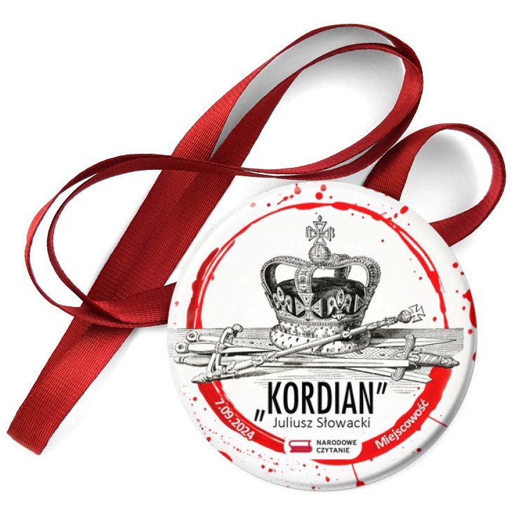 przypinka medal Narodowe Czytanie Kordian korona cara