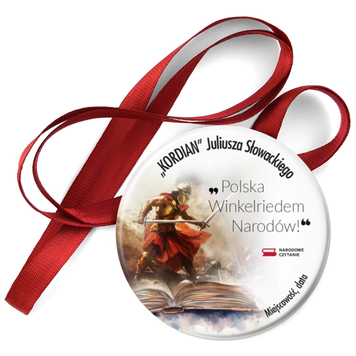 przypinka medal Narodowe Czytanie Kordian rycerz Winkelried