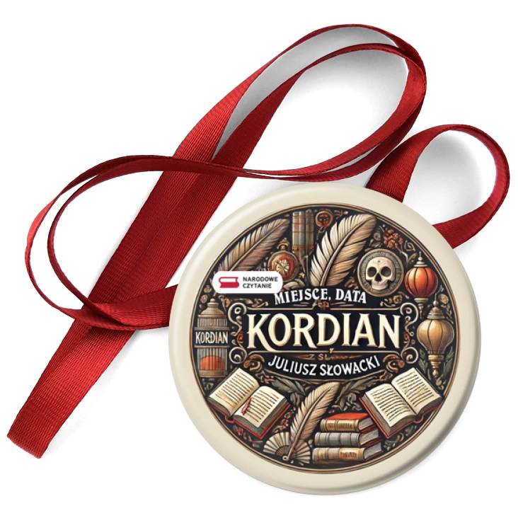 przypinka medal Narodowe Czytanie Kordian z czaszką