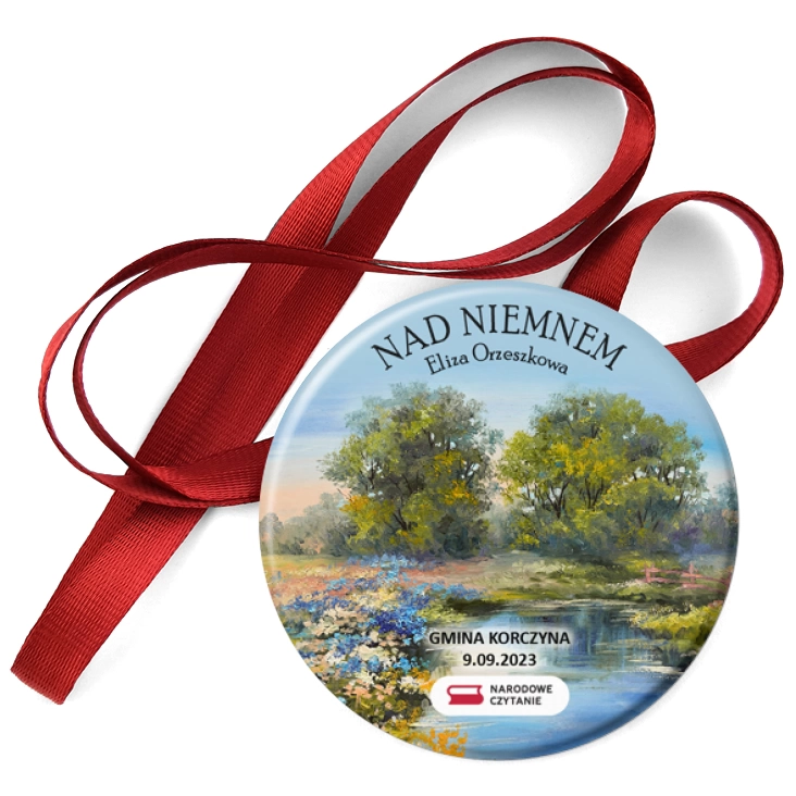 przypinka medal Narodowe Czytanie Nad Niemnem Gmina Korczyna