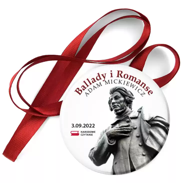 przypinka medal Narodowe Czytanie poezji Adama Mickiewicza