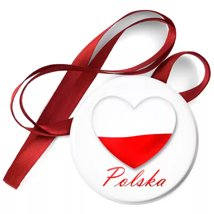 przypinka medal Polska biało-czerwone serce