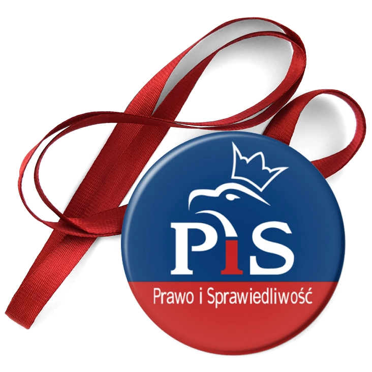 przypinka medal Prawo i Sprawiedliwość PiS logo w inwersji