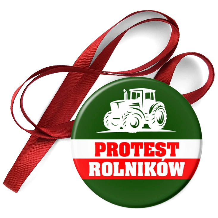 przypinka medal Protest rolników z ciągnikiem