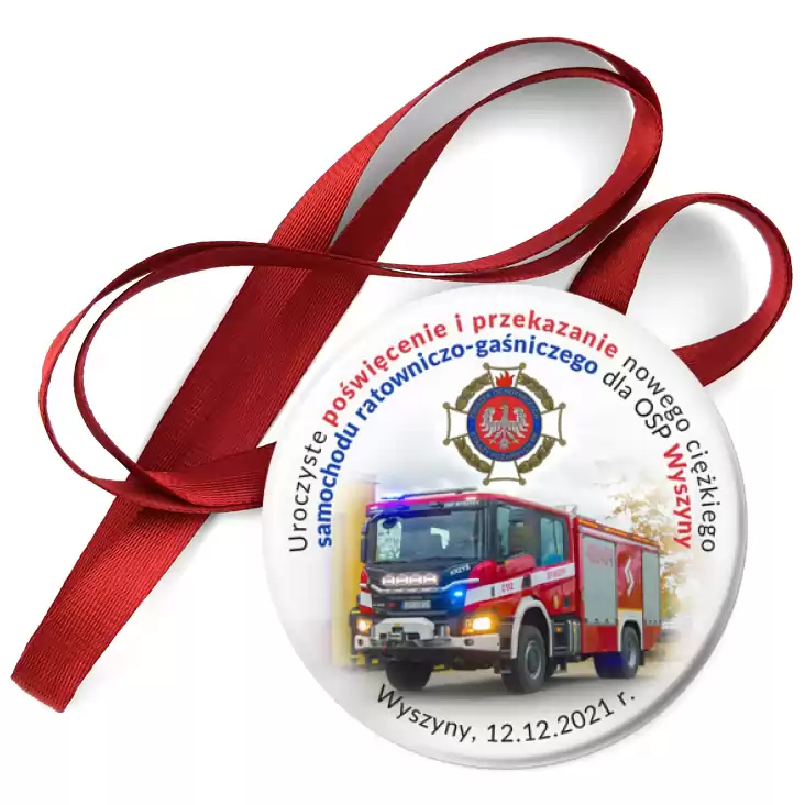 przypinka medal Przekazanie samochodu ratowniczo-gaśniczego dla OSP Wyszyny