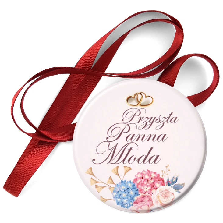 przypinka medal Przyszła Panna Młoda różowa