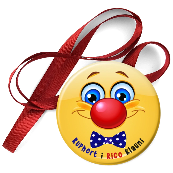 przypinka medal Ruphert i Rico Klauni z dużym nosem