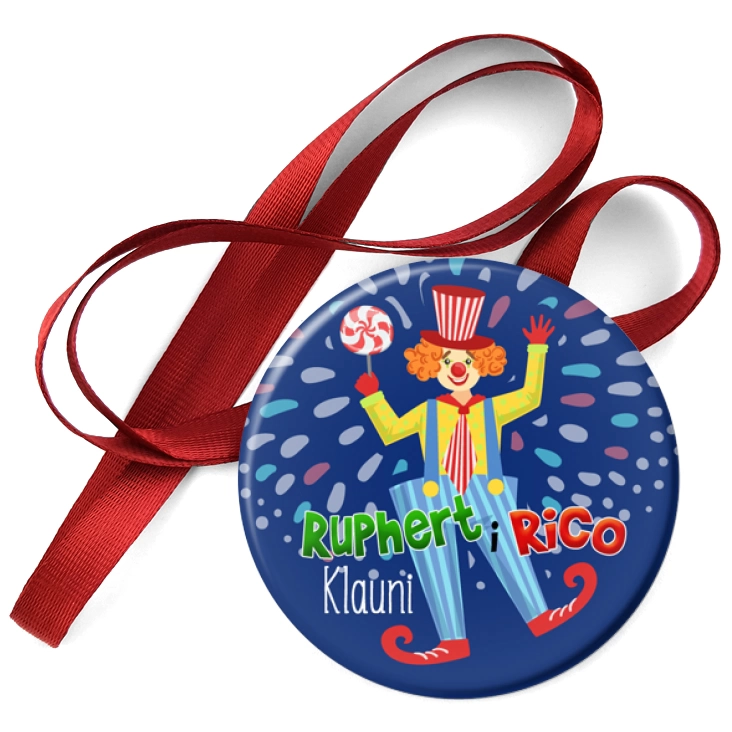 przypinka medal Ruphert i Rico Klauni z lizakiem