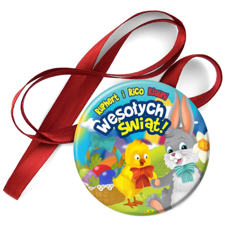 przypinka medal Ruphert i Rico Klauni zając wielkanocny