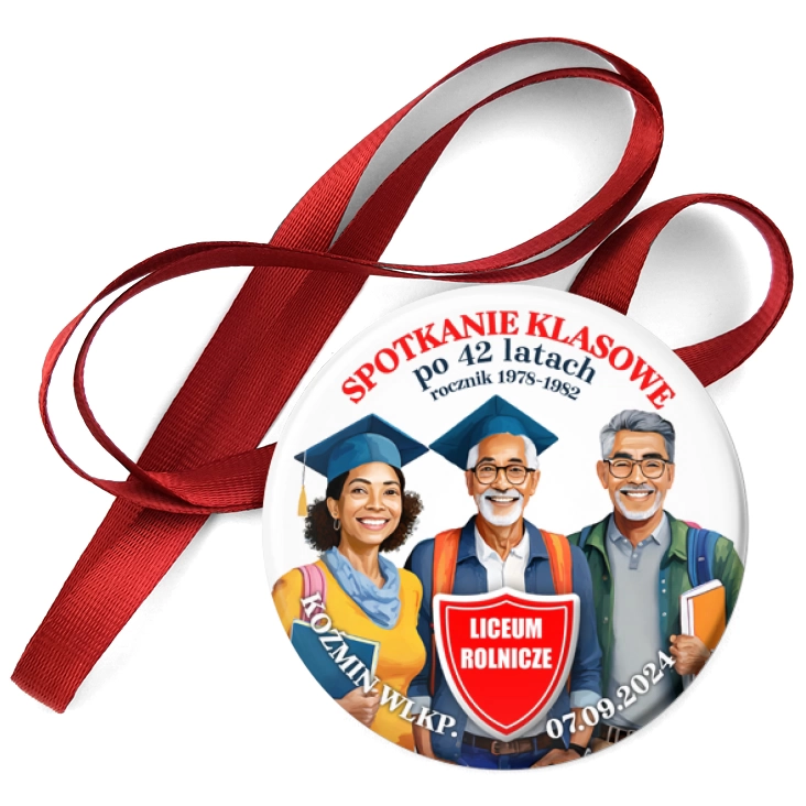przypinka medal Spotkanie klasowe po 42 latach Liceum Rolnicze Koźmin Wlkp.