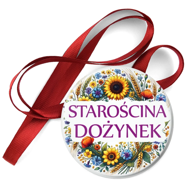 przypinka medal Starościna dożynek kwiaty polne