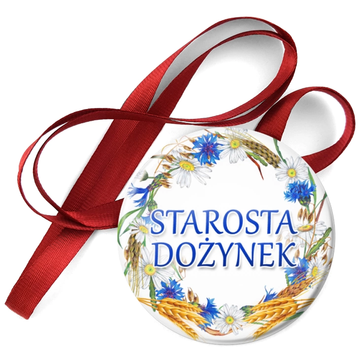 przypinka medal Starosta dożynek wieniec z chabrami