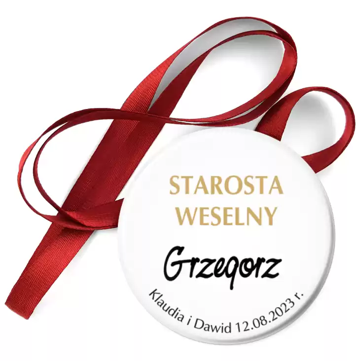 przypinka medal Starostwa Weselny Grzegorz