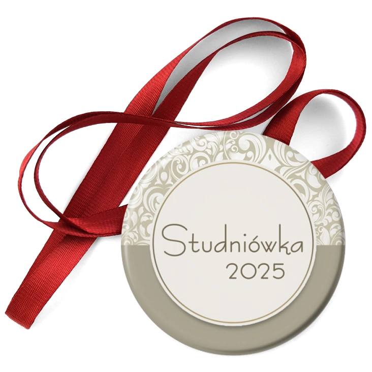 przypinka medal Studniówka napis w klimacie sepii