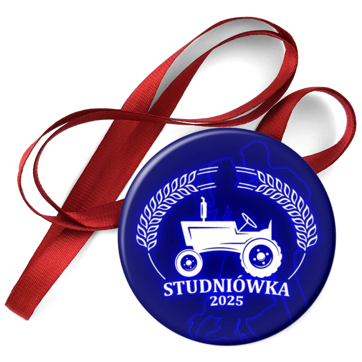 przypinka medal Studniówka z ciągnikiem