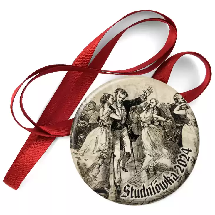 przypinka medal Studniówka z romantycznymi strojami