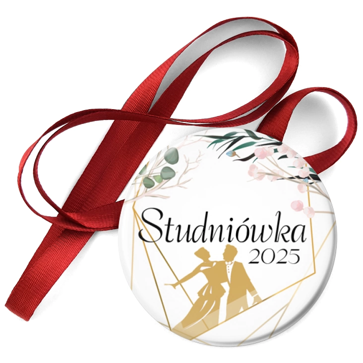 przypinka medal Studniówka rośliny i geometria