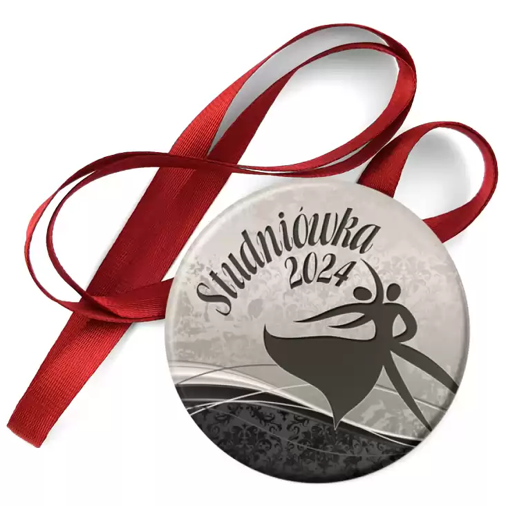 przypinka medal Studniówka sepiowa z roztańczoną parą