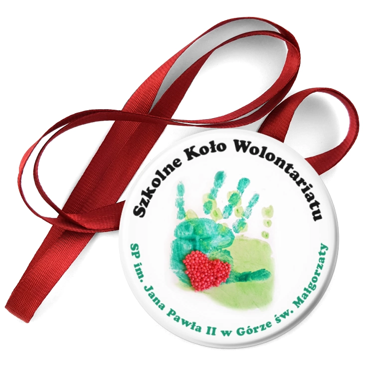przypinka medal Szkolne Koło Wolontariatu SP im. JPII w Górze św. Małgorzaty