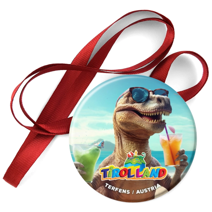 przypinka medal Tyranozaur na wakacjach w Tirolland
